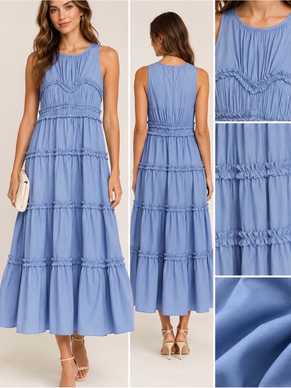 NEW Cing à Sept Sirrina Ruffle Tiered Dress Sz 4 in BLUE HYDRANGEA